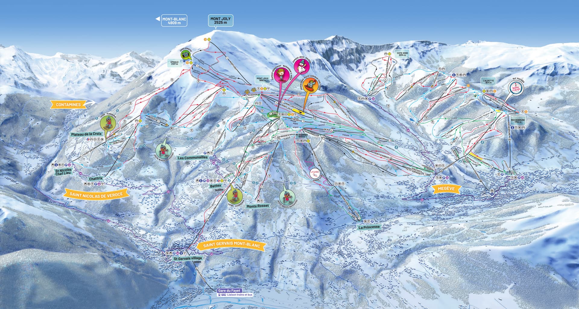 Saint Gervais - Le Fayet ski map