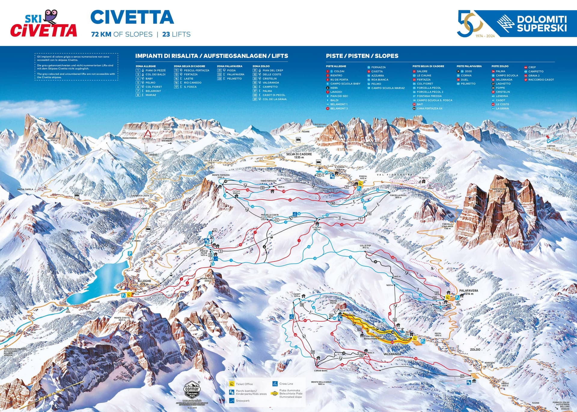 Civetta ski map